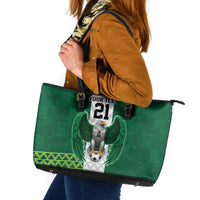 Nigeria Football Custom Leather Tote Bag Retro Nigeria 20-21 Eagle Flag Motif - Wonder Print Shop