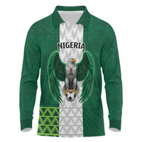 Nigeria Football Custom Long Sleeve Polo Shirt Retro Nigeria 20-21 Eagle Flag Motif - Wonder Print Shop