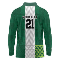 Nigeria Football Custom Long Sleeve Polo Shirt Retro Nigeria 20-21 Eagle Flag Motif - Wonder Print Shop