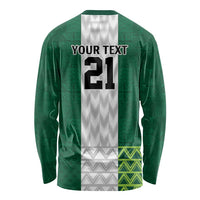 Nigeria Football Custom Long Sleeve Shirt Retro Nigeria 20-21 Eagle Flag Motif - Wonder Print Shop