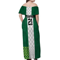 Nigeria Football Custom Off Shoulder Maxi Dress Retro Nigeria 20-21 Eagle Flag Motif - Wonder Print Shop