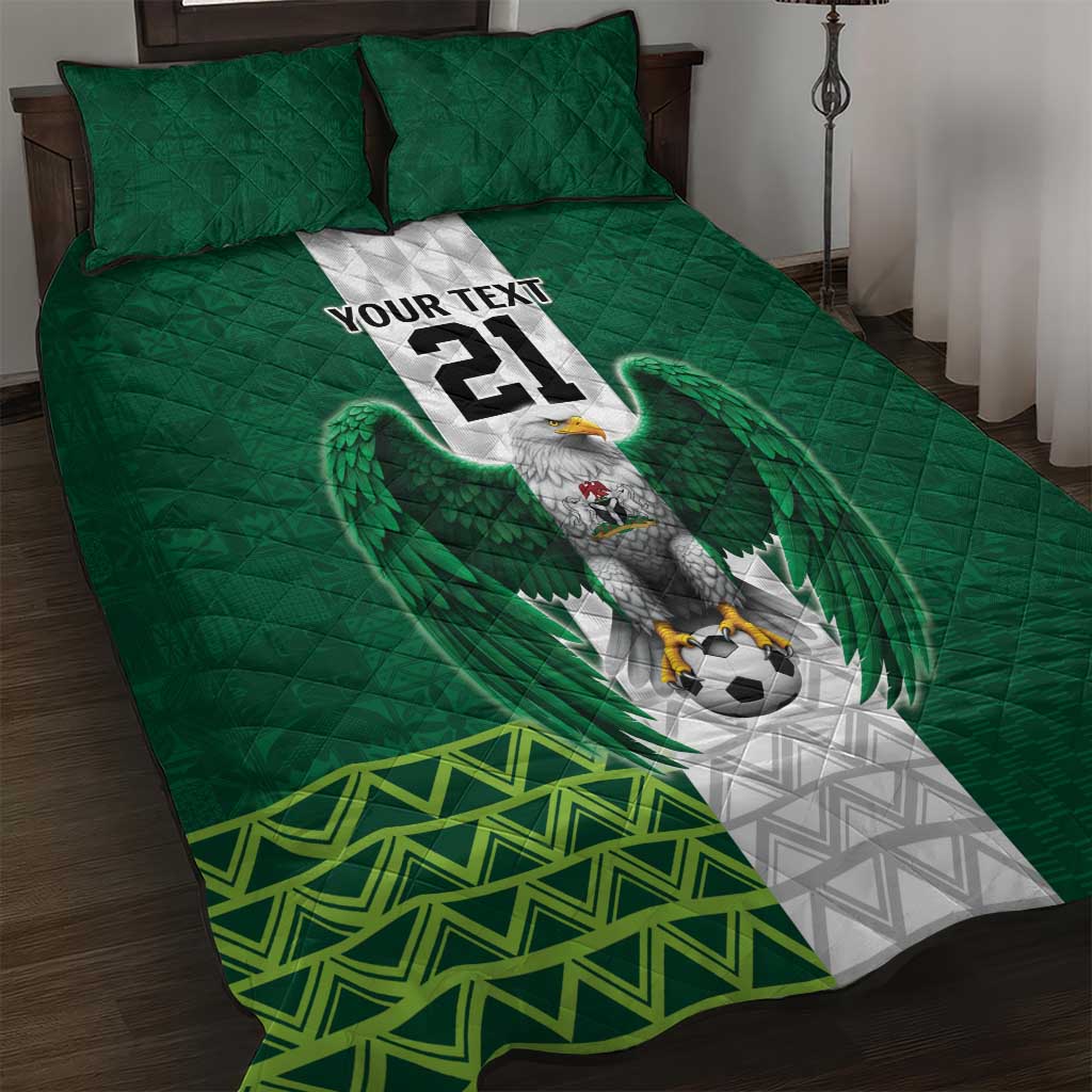 Nigeria Football Custom Quilt Bed Set Retro Nigeria 20-21 Eagle Flag Motif - Wonder Print Shop