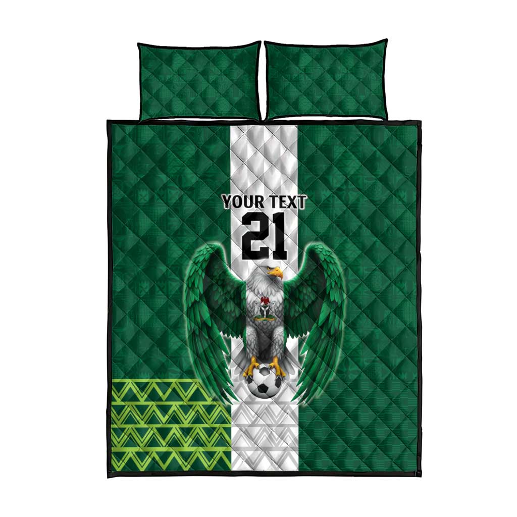 Nigeria Football Custom Quilt Bed Set Retro Nigeria 20-21 Eagle Flag Motif - Wonder Print Shop