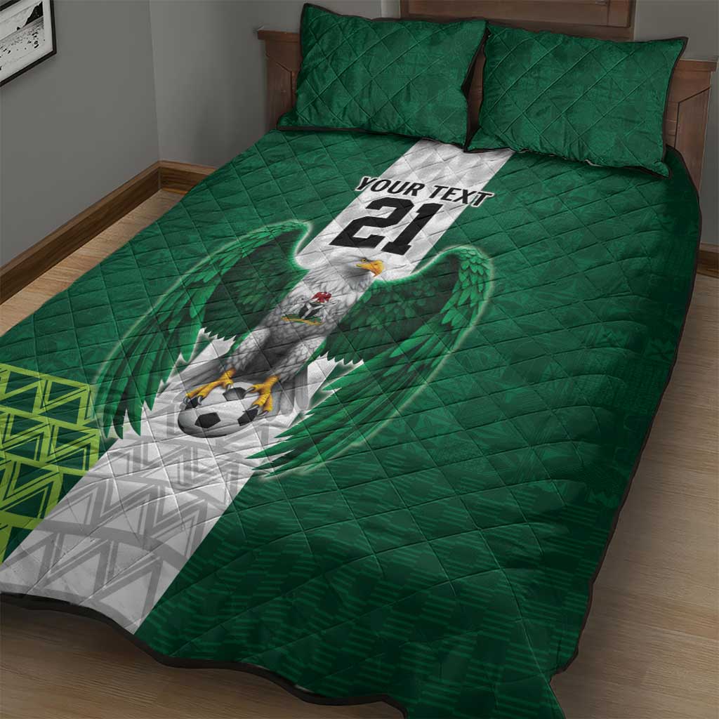 Nigeria Football Custom Quilt Bed Set Retro Nigeria 20-21 Eagle Flag Motif - Wonder Print Shop