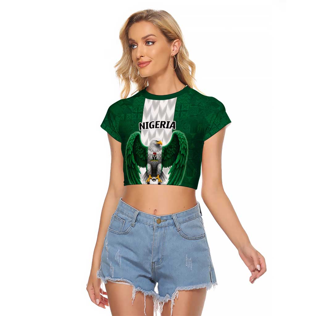 Nigeria Football Custom Raglan Cropped T Shirt Retro Nigeria 20-21 Eagle Flag Motif - Wonder Print Shop