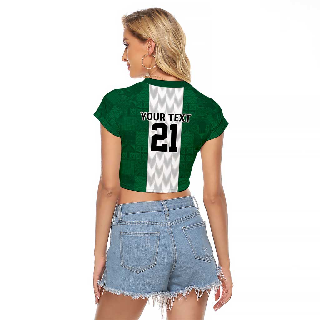 Nigeria Football Custom Raglan Cropped T Shirt Retro Nigeria 20-21 Eagle Flag Motif - Wonder Print Shop