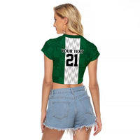 Nigeria Football Custom Raglan Cropped T Shirt Retro Nigeria 20-21 Eagle Flag Motif - Wonder Print Shop