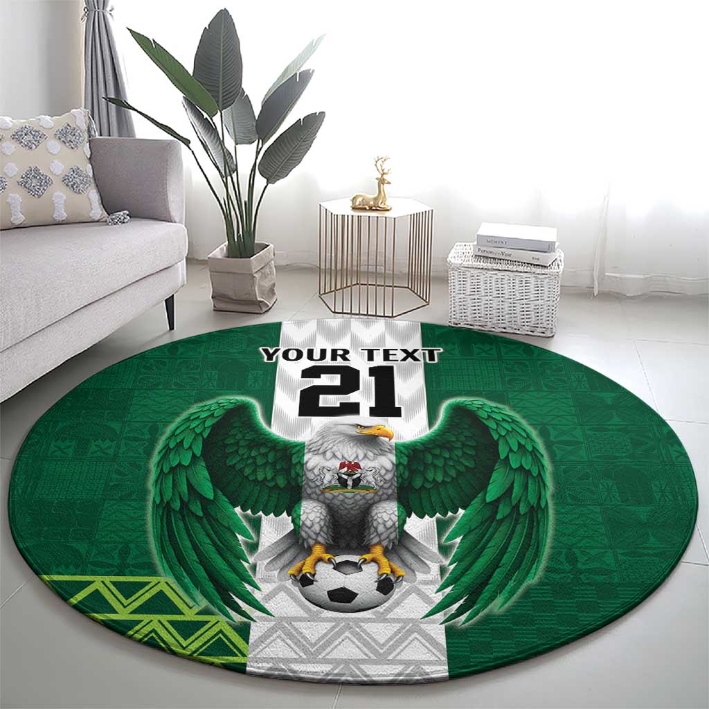 Nigeria Football Custom Round Carpet Retro Nigeria 20-21 Eagle Flag Motif - Wonder Print Shop