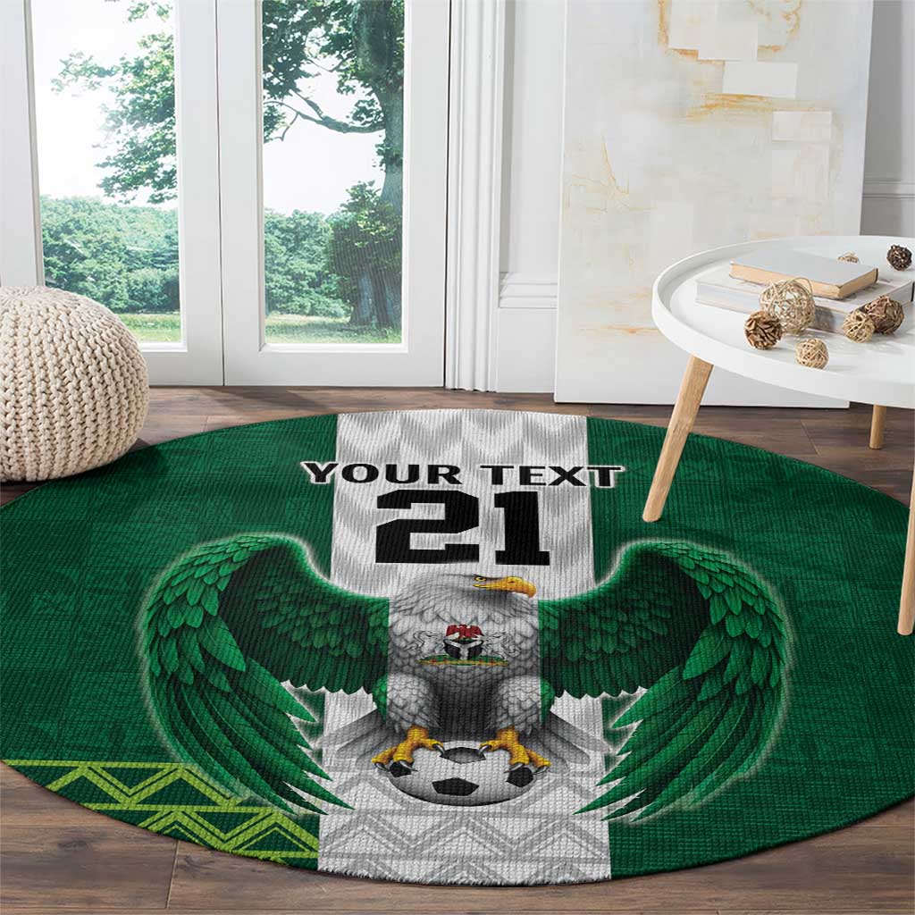 Nigeria Football Custom Round Carpet Retro Nigeria 20-21 Eagle Flag Motif - Wonder Print Shop