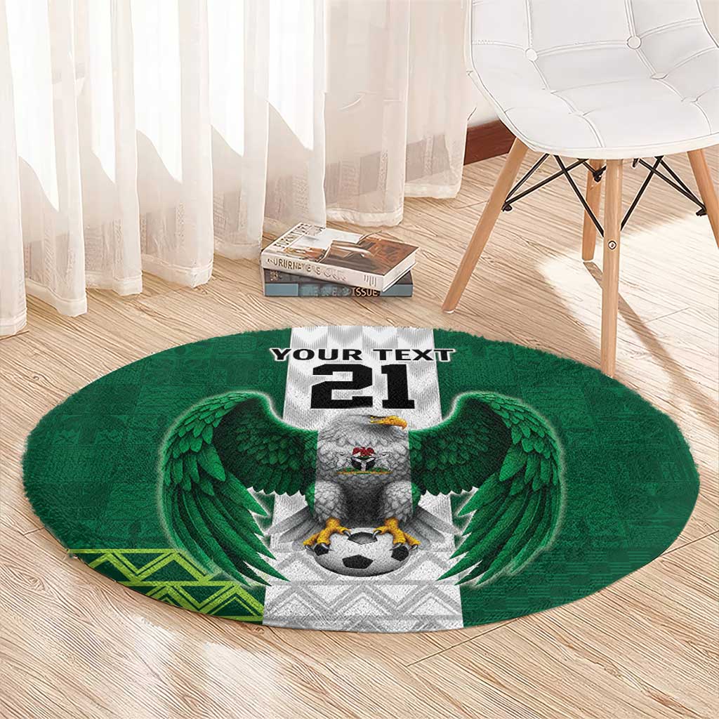 Nigeria Football Custom Round Carpet Retro Nigeria 20-21 Eagle Flag Motif - Wonder Print Shop