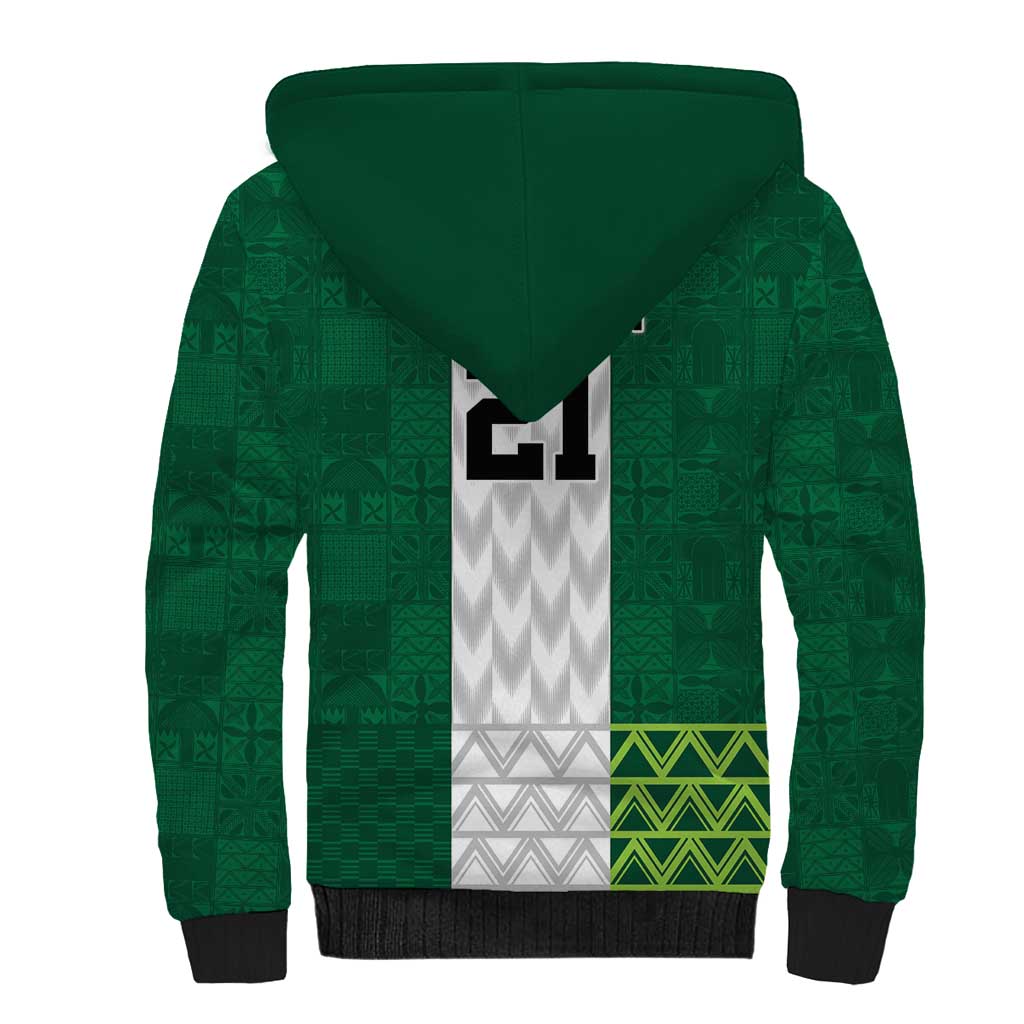 Nigeria Football Custom Sherpa Hoodie Retro Nigeria 20-21 Eagle Flag Motif - Wonder Print Shop
