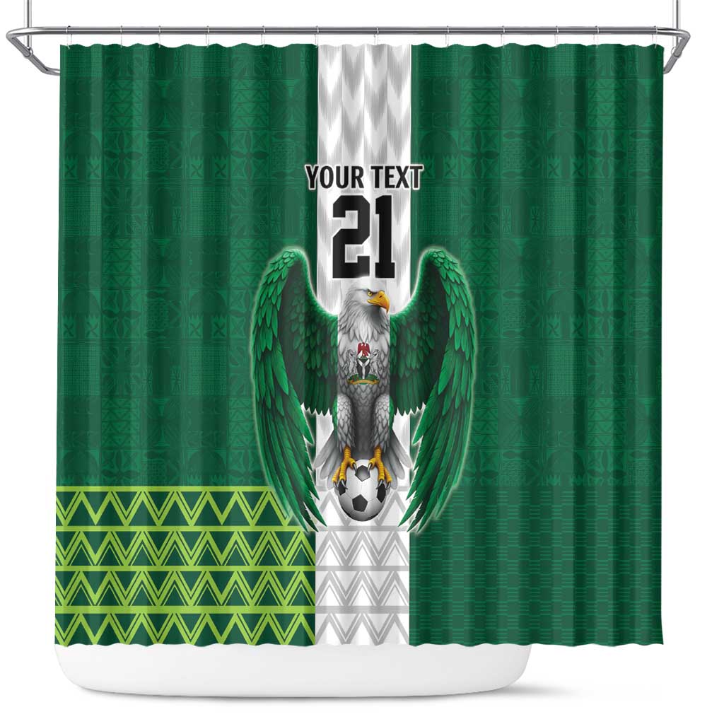 Nigeria Football Custom Shower Curtain Retro Nigeria 20-21 Eagle Flag Motif - Wonder Print Shop