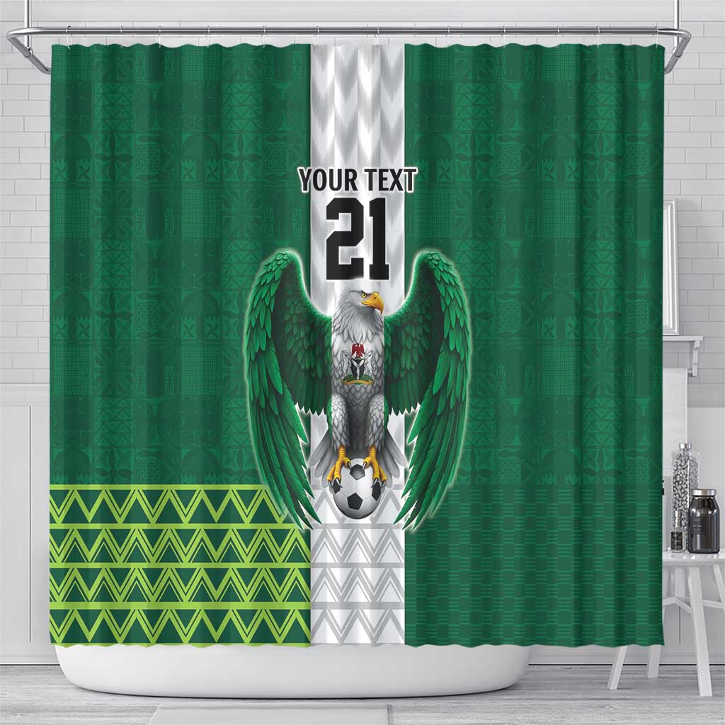 Nigeria Football Custom Shower Curtain Retro Nigeria 20-21 Eagle Flag Motif - Wonder Print Shop