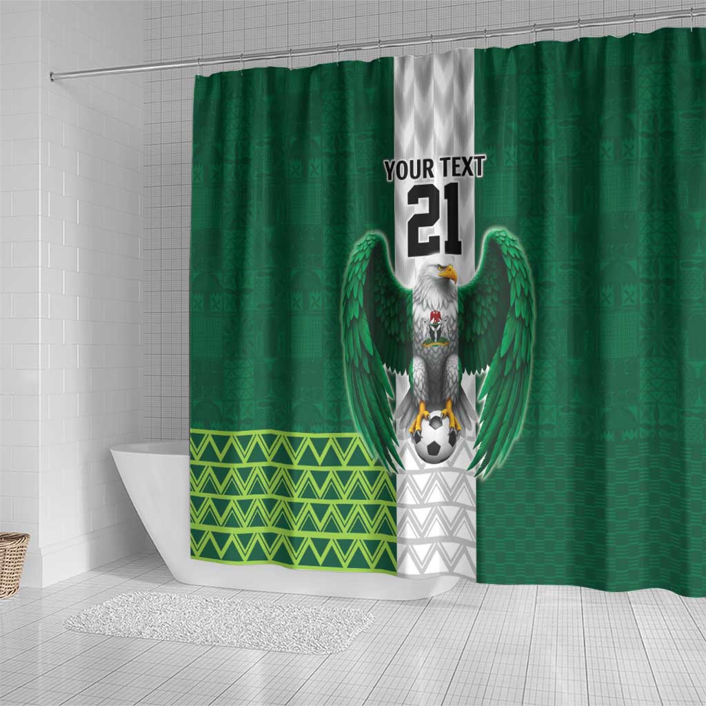Nigeria Football Custom Shower Curtain Retro Nigeria 20-21 Eagle Flag Motif - Wonder Print Shop