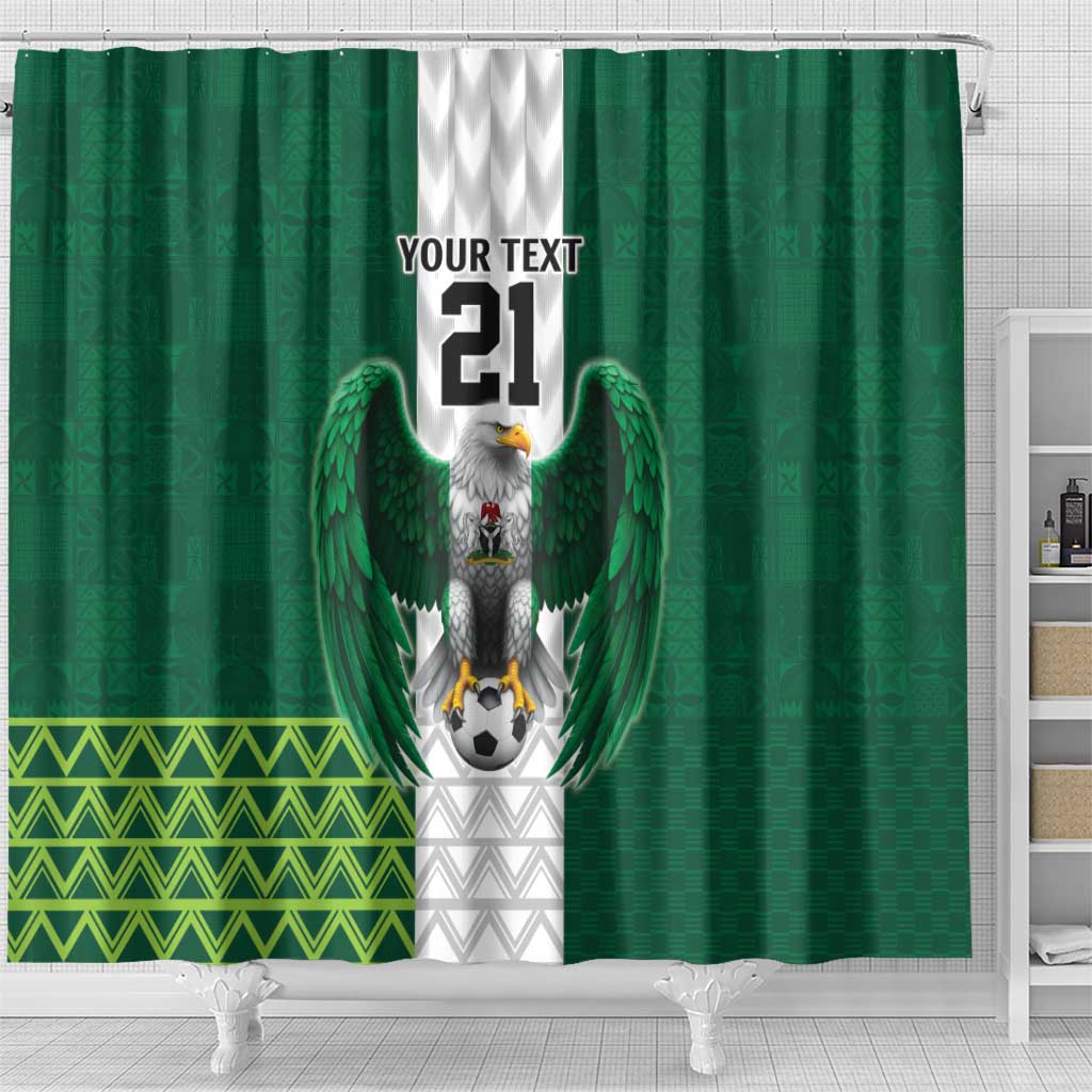 Nigeria Football Custom Shower Curtain Retro Nigeria 20-21 Eagle Flag Motif - Wonder Print Shop
