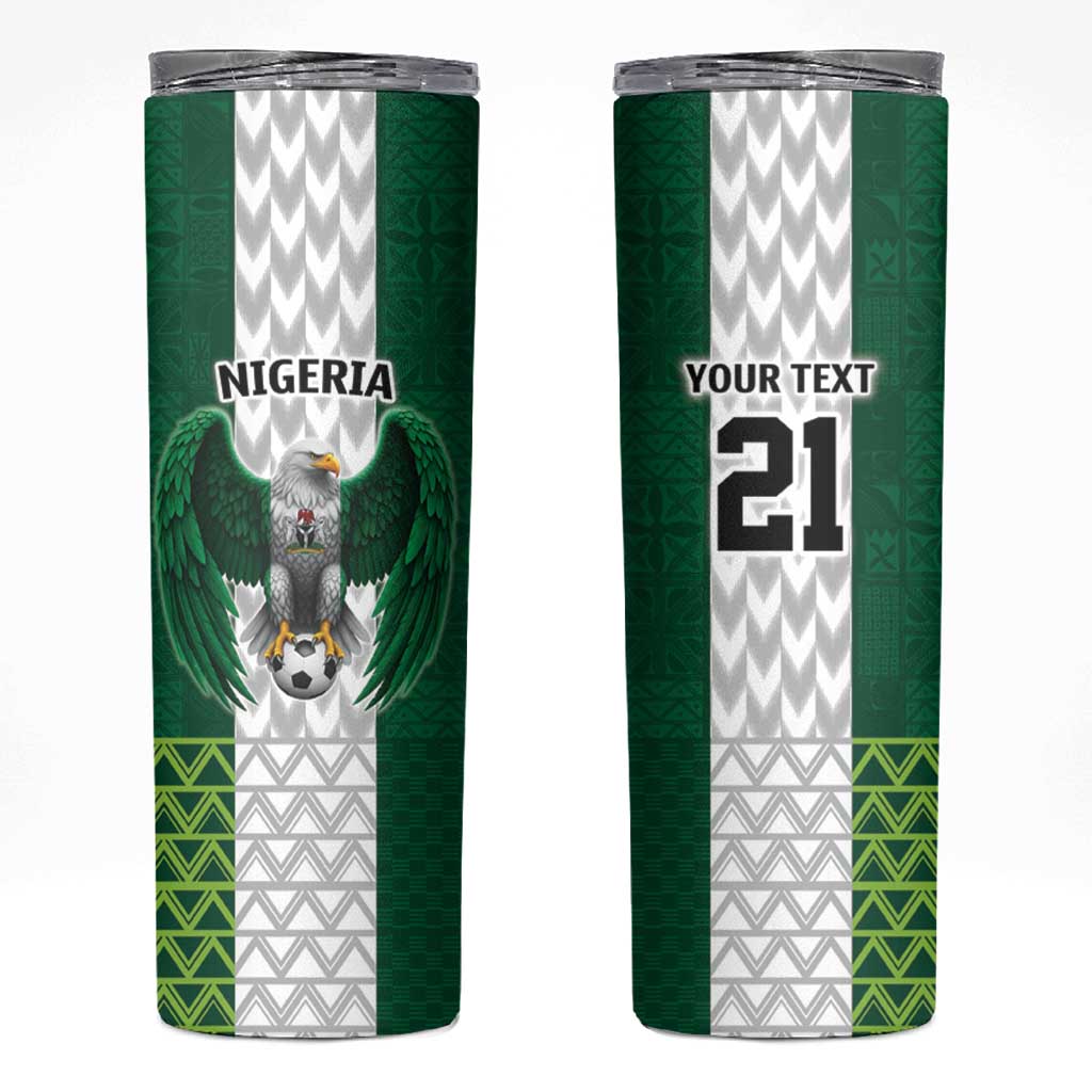 Nigeria Football Custom Skinny Tumbler Retro Nigeria 20-21 Eagle Flag Motif - Wonder Print Shop