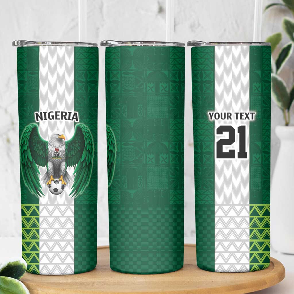 Nigeria Football Custom Skinny Tumbler Retro Nigeria 20-21 Eagle Flag Motif - Wonder Print Shop