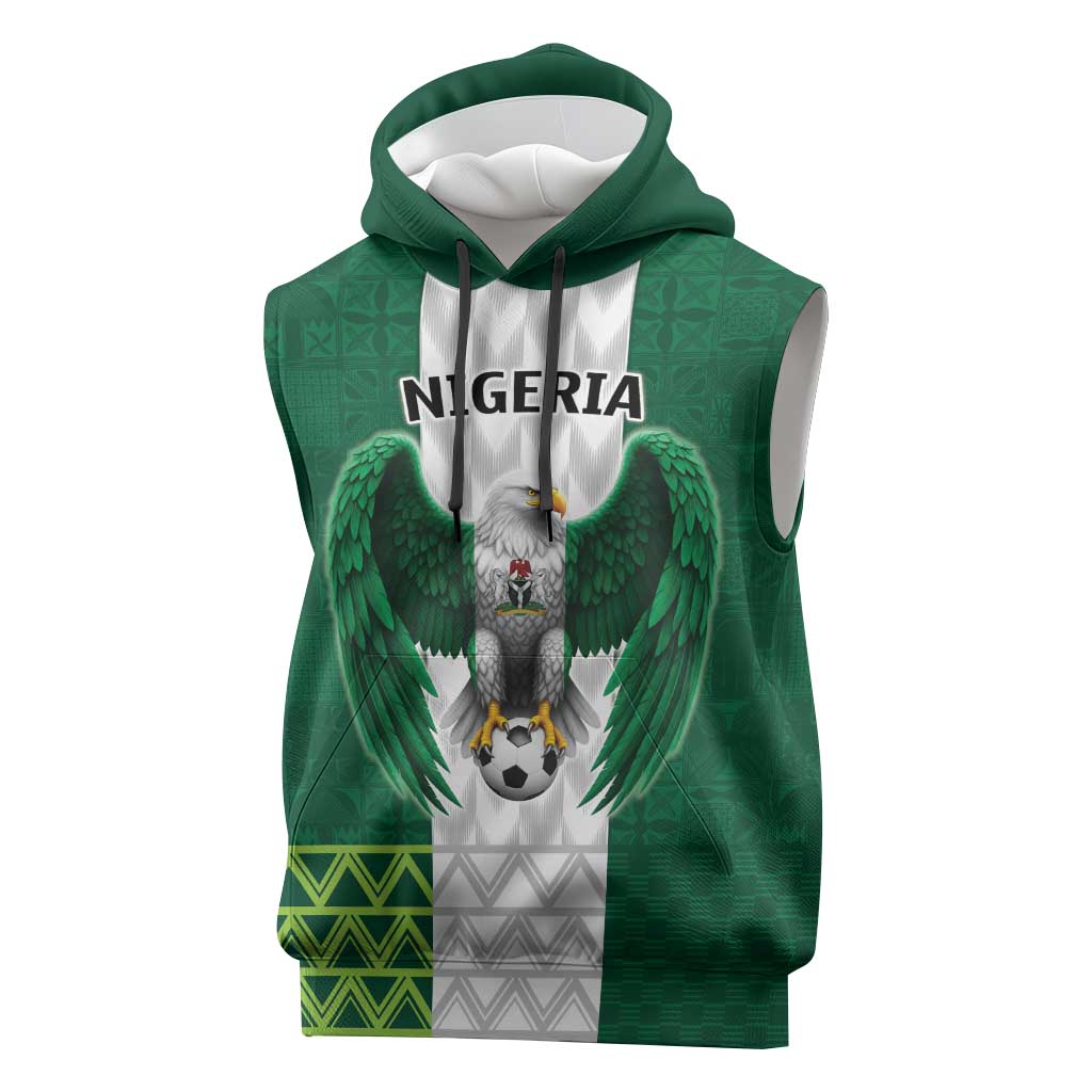 Nigeria Football Custom Sleeveless Hoodie Retro Nigeria 20-21 Eagle Flag Motif - Wonder Print Shop