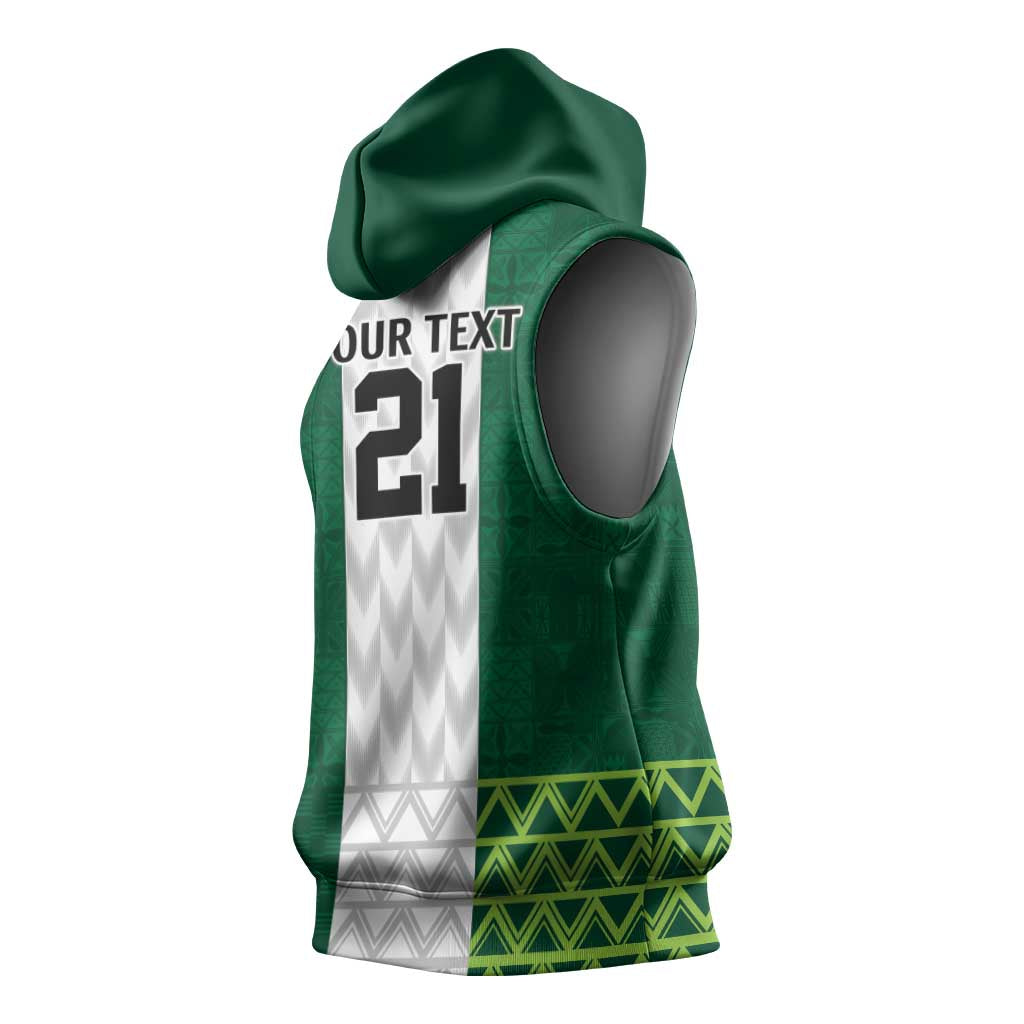 Nigeria Football Custom Sleeveless Hoodie Retro Nigeria 20-21 Eagle Flag Motif - Wonder Print Shop
