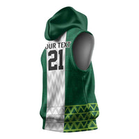 Nigeria Football Custom Sleeveless Hoodie Retro Nigeria 20-21 Eagle Flag Motif - Wonder Print Shop