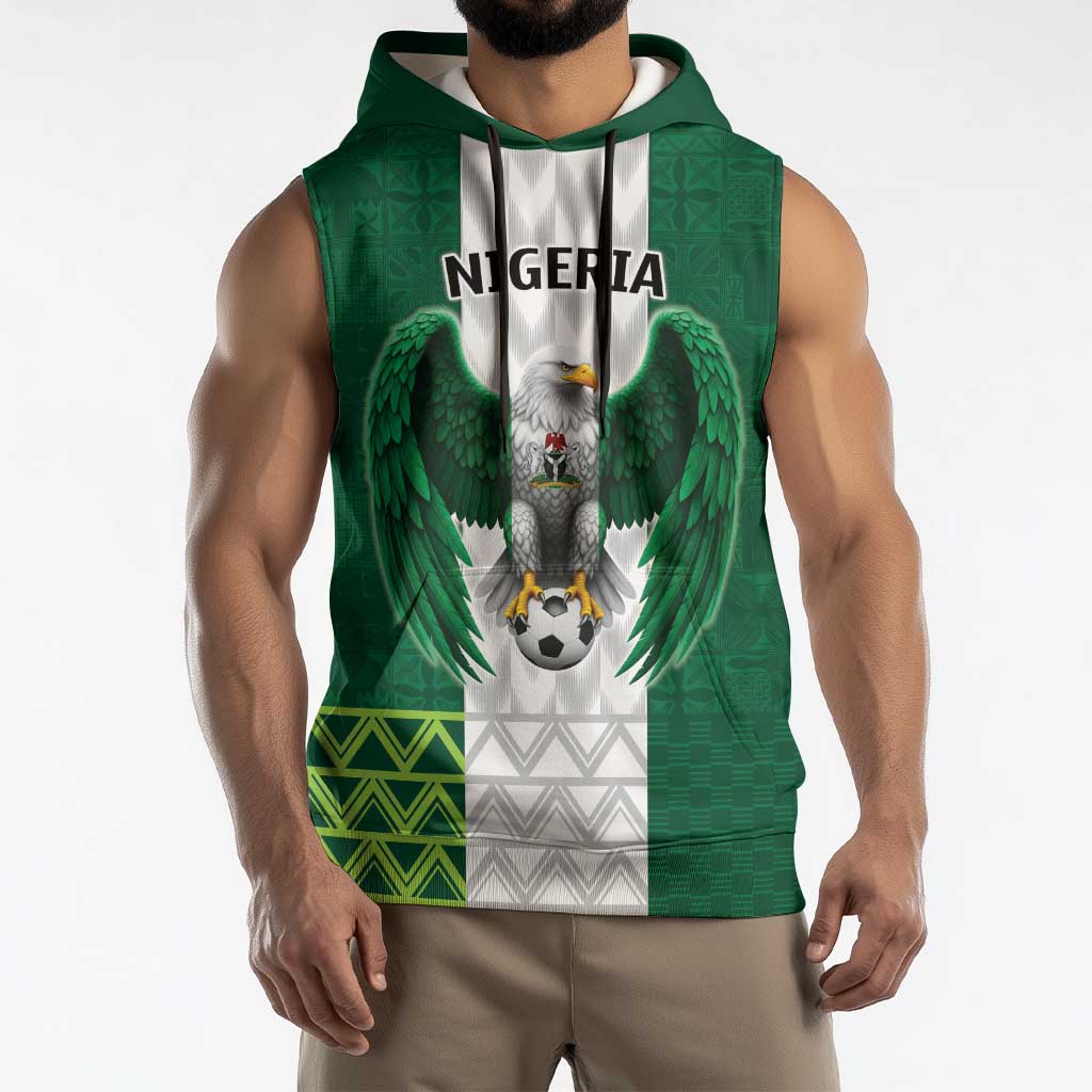 Nigeria Football Custom Sleeveless Hoodie Retro Nigeria 20-21 Eagle Flag Motif - Wonder Print Shop