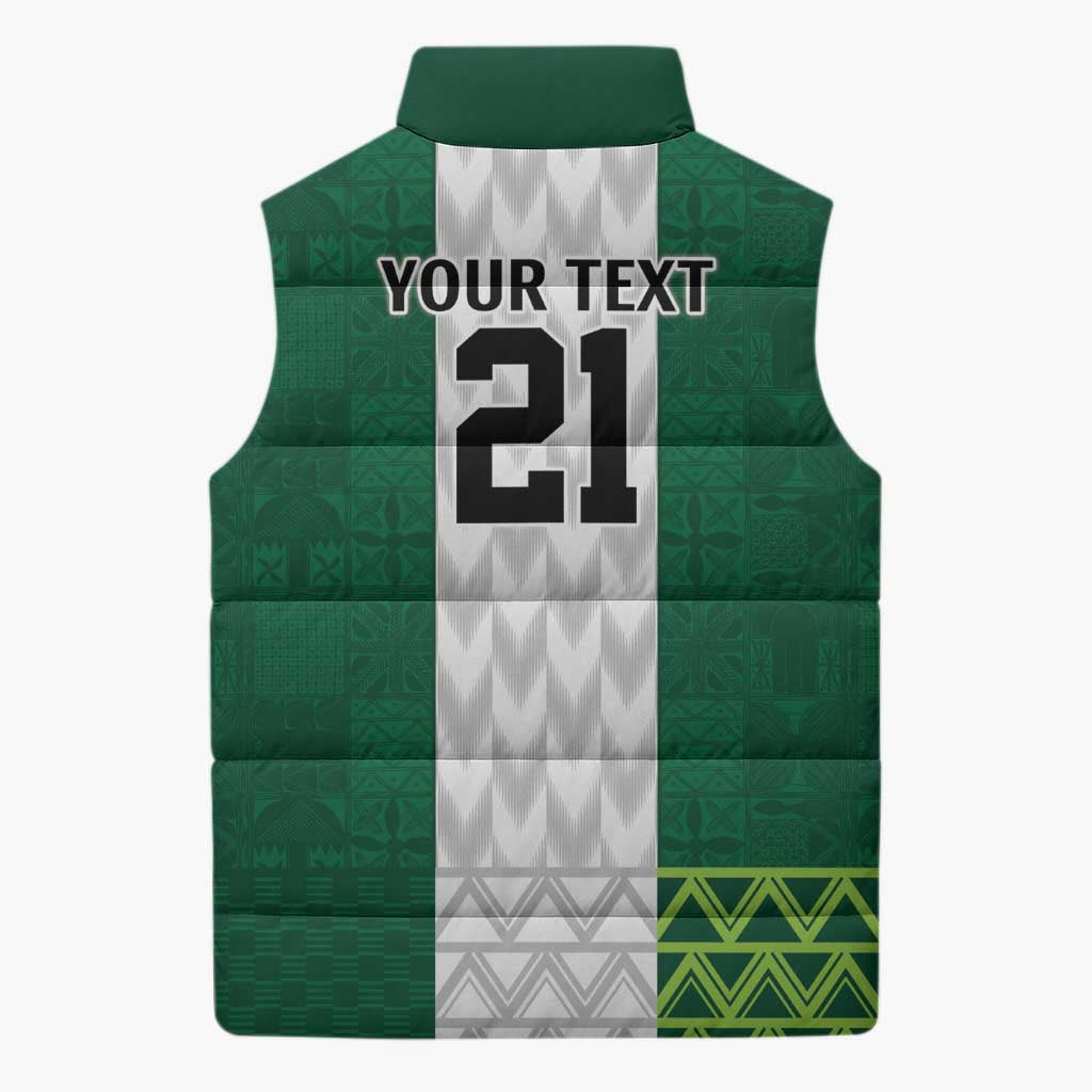 Nigeria Football Custom Sleeveless Puffer Jacket Retro Nigeria 20-21 Eagle Flag Motif - Wonder Print Shop