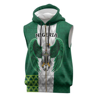 Nigeria Football Custom Sleeveless Zip Hoodie Retro Nigeria 20-21 Eagle Flag Motif - Wonder Print Shop