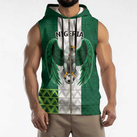 Nigeria Football Custom Sleeveless Zip Hoodie Retro Nigeria 20-21 Eagle Flag Motif - Wonder Print Shop
