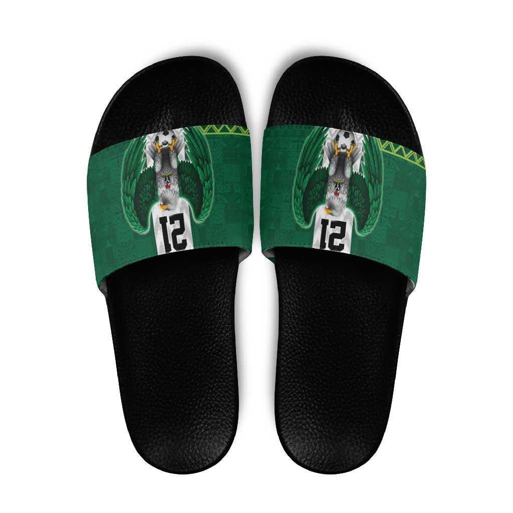 Nigeria Football Custom Slide Sandals Retro Nigeria 20-21 Eagle Flag Motif - Wonder Print Shop