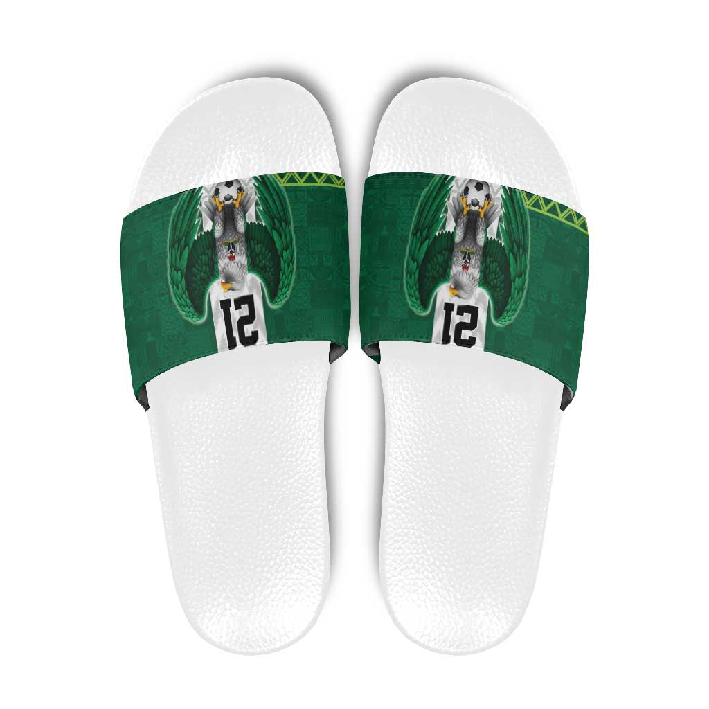 Nigeria Football Custom Slide Sandals Retro Nigeria 20-21 Eagle Flag Motif - Wonder Print Shop
