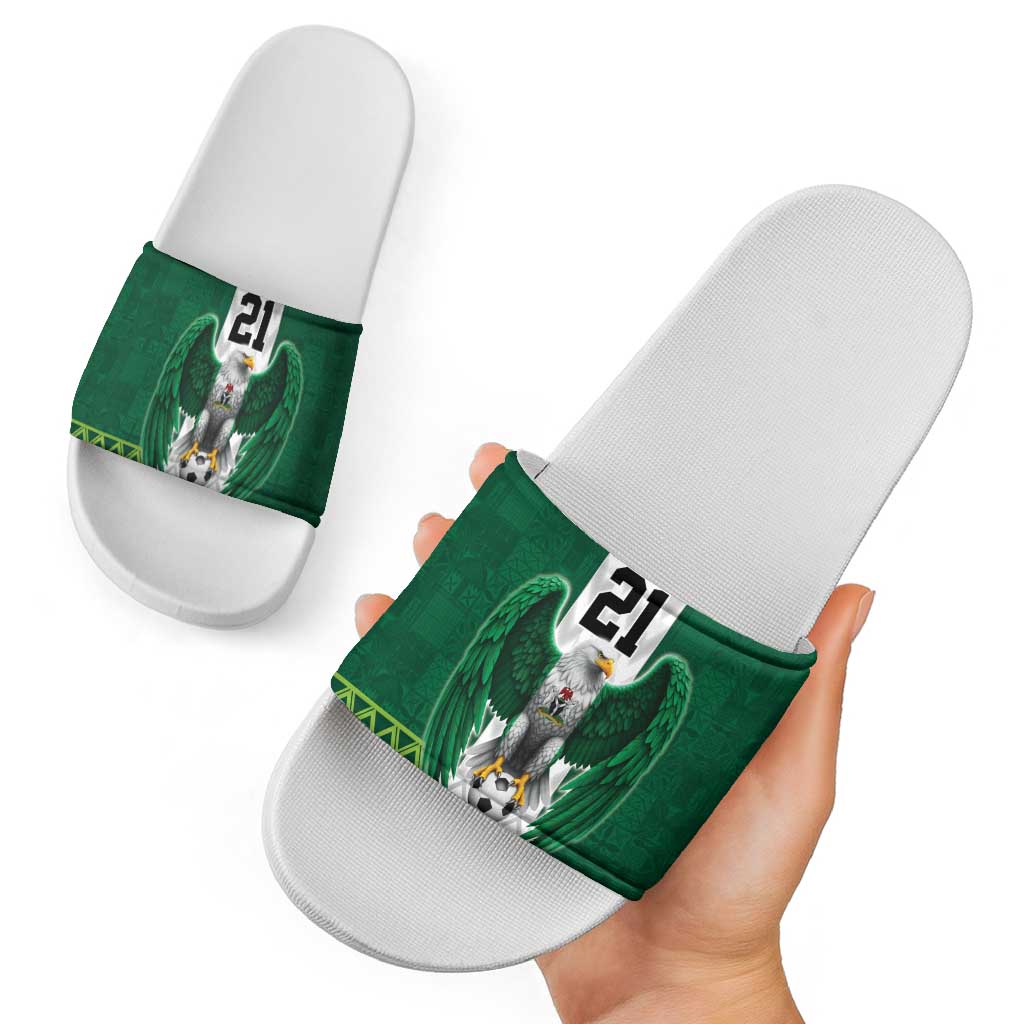 Nigeria Football Custom Slide Sandals Retro Nigeria 20-21 Eagle Flag Motif - Wonder Print Shop