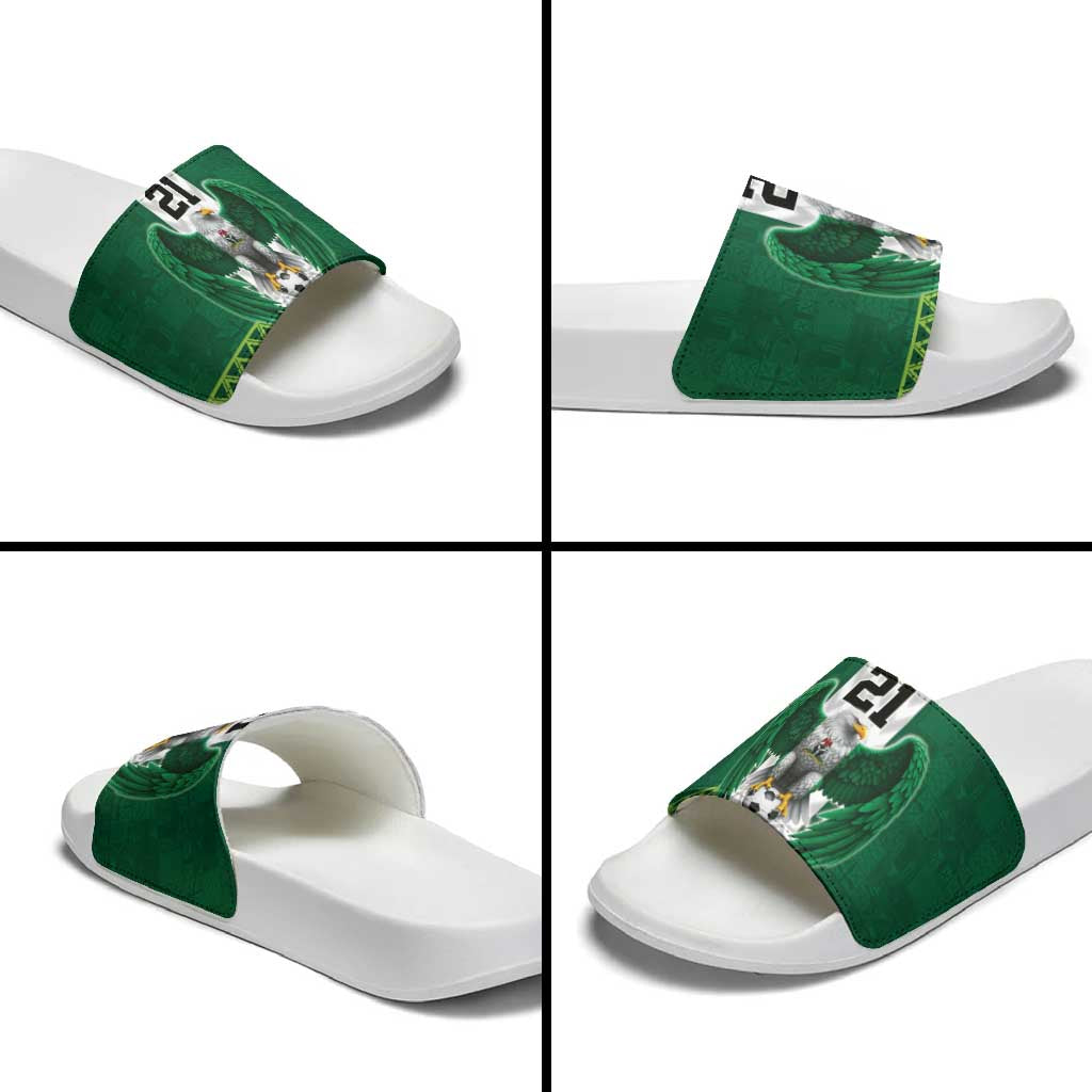Nigeria Football Custom Slide Sandals Retro Nigeria 20-21 Eagle Flag Motif - Wonder Print Shop