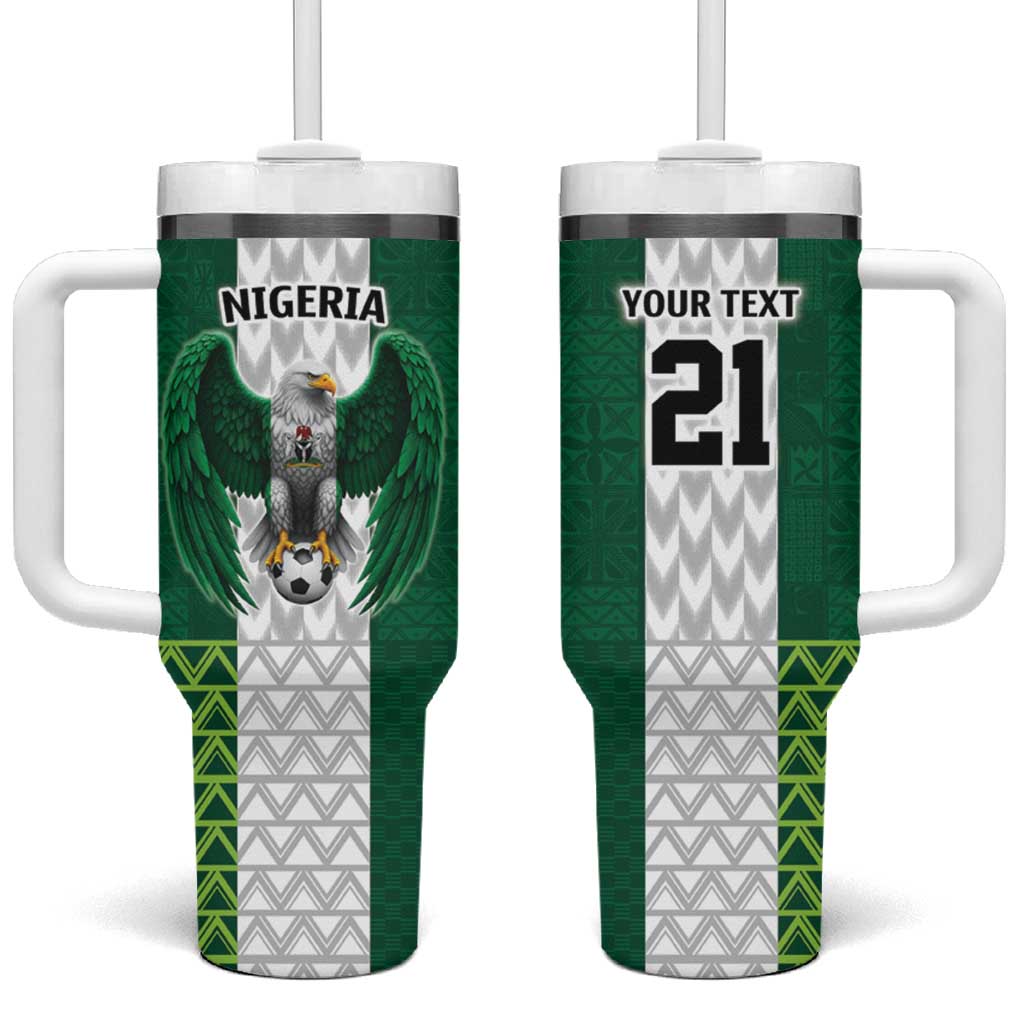 Nigeria Football Custom Tumbler With Handle Retro Nigeria 20-21 Eagle Flag Motif - Wonder Print Shop