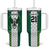 Nigeria Football Custom Tumbler With Handle Retro Nigeria 20-21 Eagle Flag Motif - Wonder Print Shop
