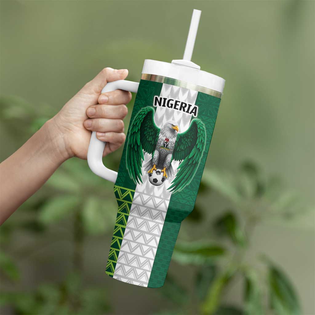 Nigeria Football Custom Tumbler With Handle Retro Nigeria 20-21 Eagle Flag Motif - Wonder Print Shop