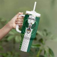 Nigeria Football Custom Tumbler With Handle Retro Nigeria 20-21 Eagle Flag Motif - Wonder Print Shop