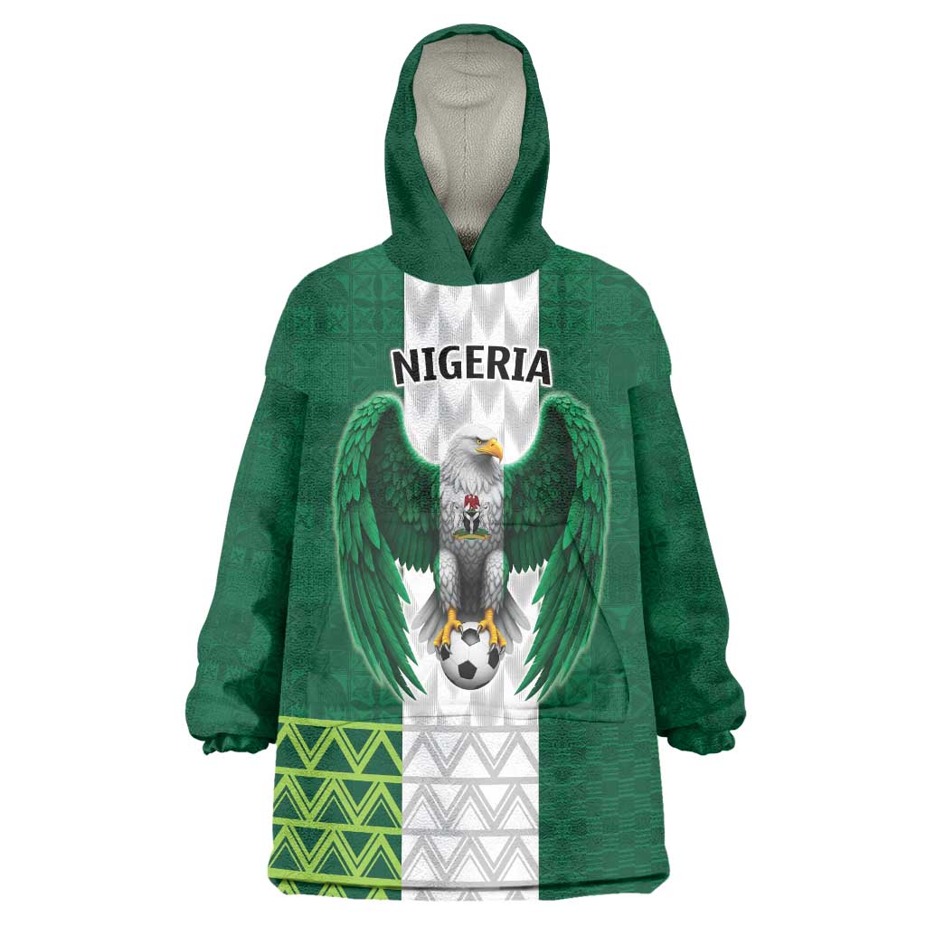 Nigeria Football Custom Wearable Blanket Hoodie Retro Nigeria 20-21 Eagle Flag Motif - Wonder Print Shop