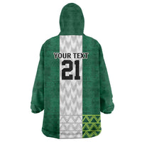 Nigeria Football Custom Wearable Blanket Hoodie Retro Nigeria 20-21 Eagle Flag Motif - Wonder Print Shop