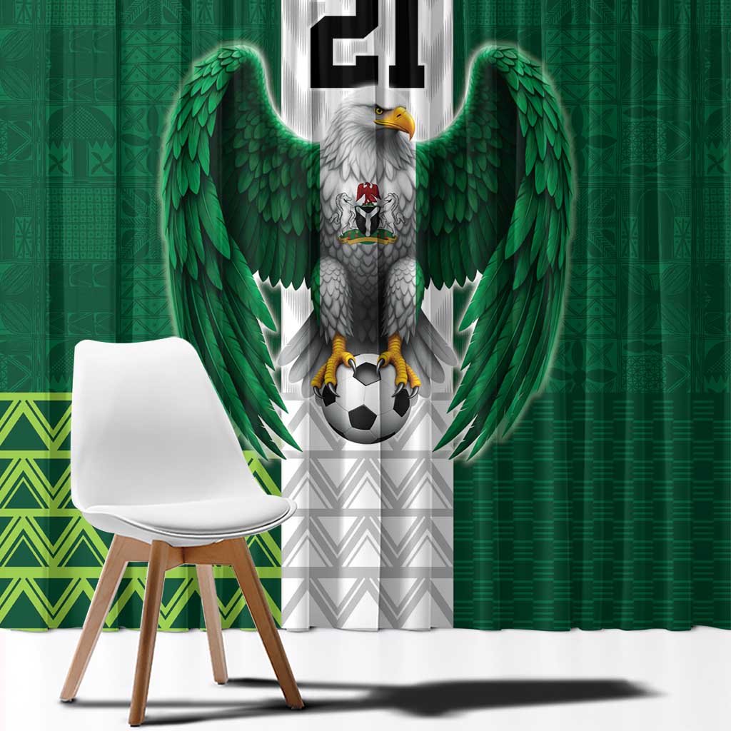 Nigeria Football Custom Window Curtain Retro Nigeria 20-21 Eagle Flag Motif - Wonder Print Shop