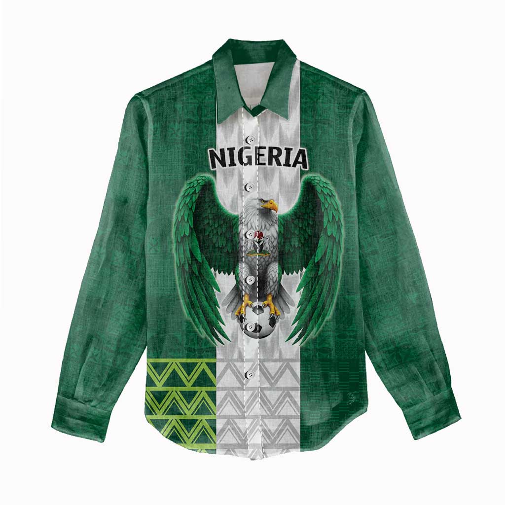 Nigeria Football Custom Women Casual Shirt Retro Nigeria 20-21 Eagle Flag Motif - Wonder Print Shop