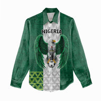 Nigeria Football Custom Women Casual Shirt Retro Nigeria 20-21 Eagle Flag Motif - Wonder Print Shop