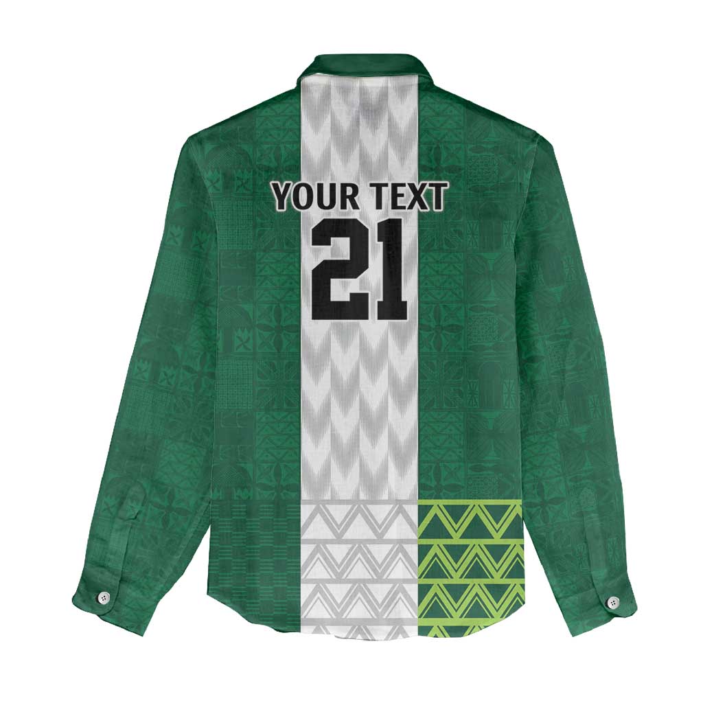 Nigeria Football Custom Women Casual Shirt Retro Nigeria 20-21 Eagle Flag Motif - Wonder Print Shop