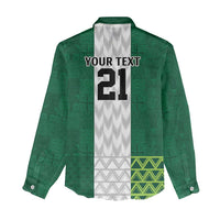 Nigeria Football Custom Women Casual Shirt Retro Nigeria 20-21 Eagle Flag Motif - Wonder Print Shop