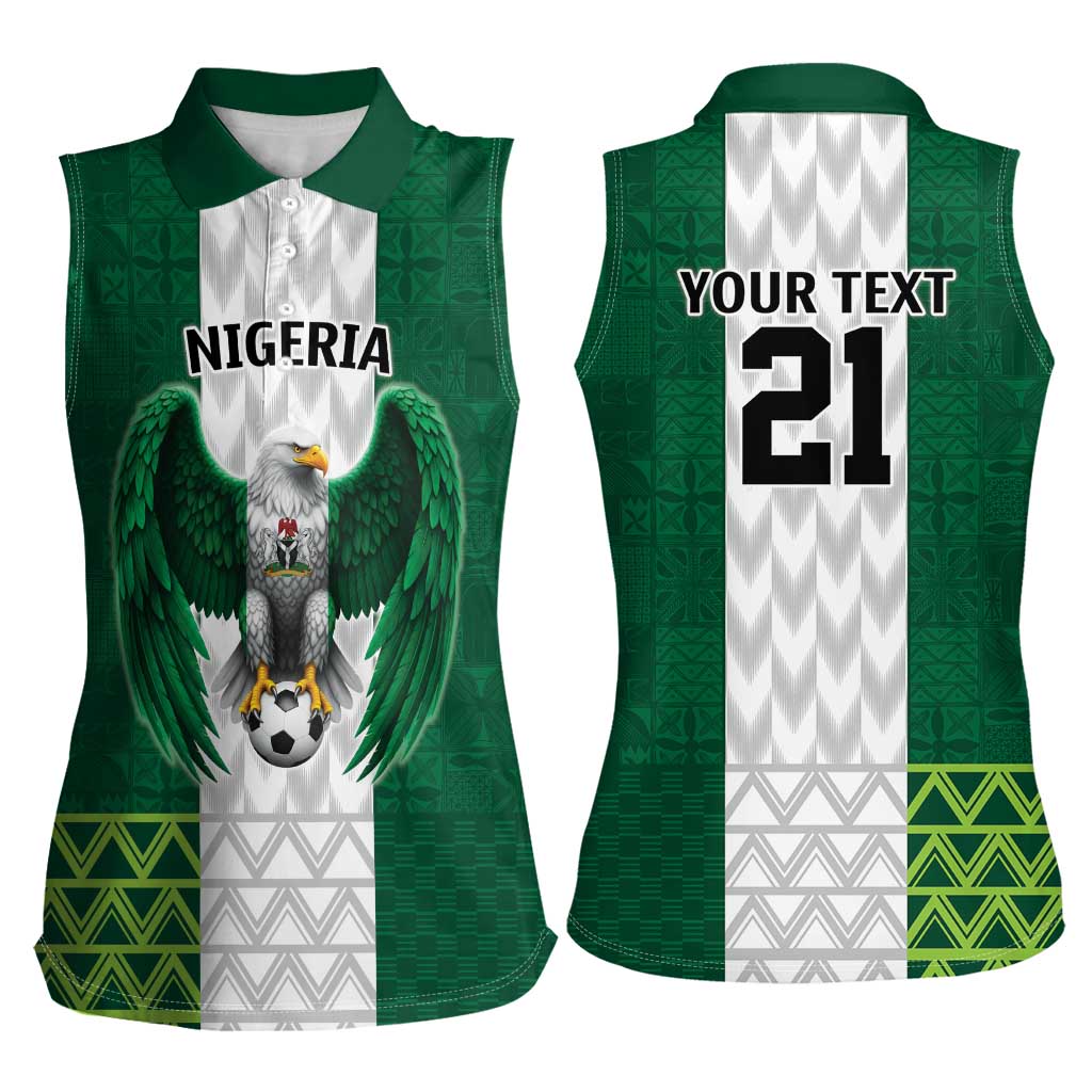 Nigeria Football Custom Women Sleeveless Polo Shirt Retro Nigeria 20-21 Eagle Flag Motif - Wonder Print Shop