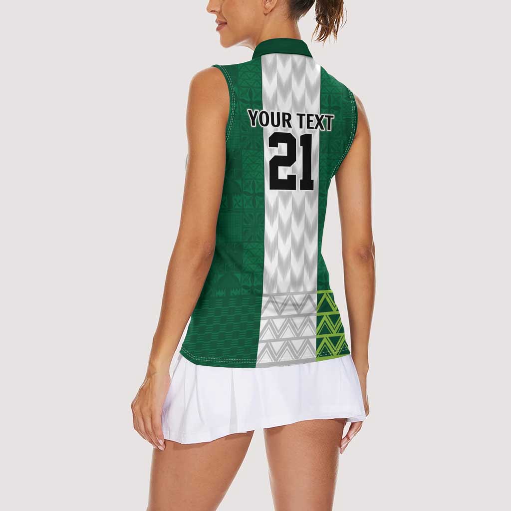 Nigeria Football Custom Women Sleeveless Polo Shirt Retro Nigeria 20-21 Eagle Flag Motif - Wonder Print Shop