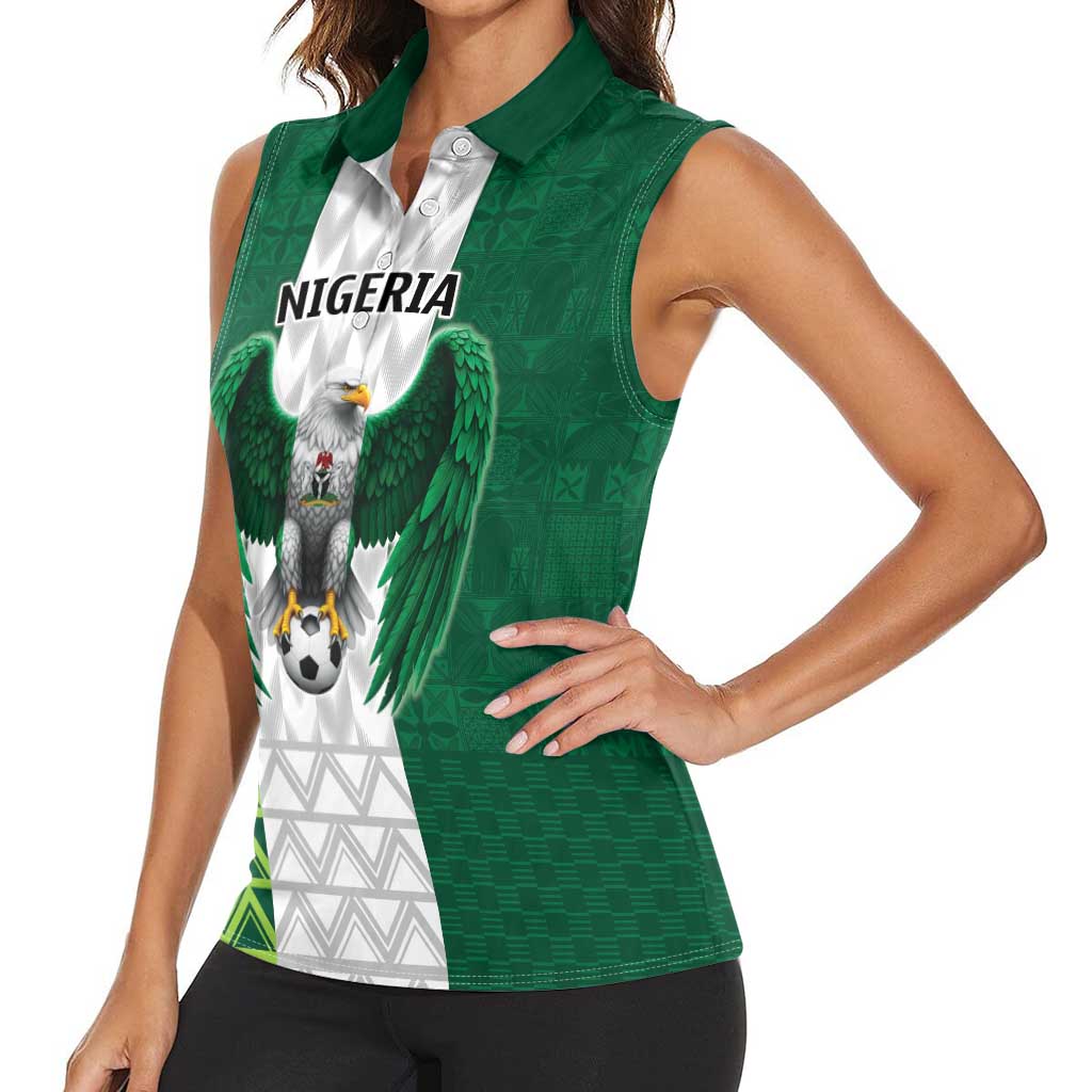 Nigeria Football Custom Women Sleeveless Polo Shirt Retro Nigeria 20-21 Eagle Flag Motif - Wonder Print Shop