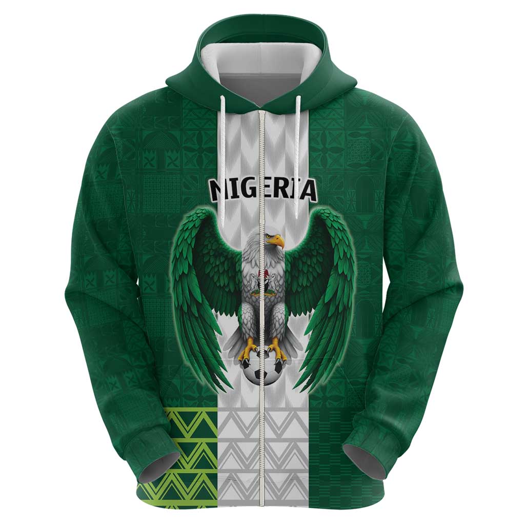Nigeria Football Custom Zip Hoodie Retro Nigeria 20-21 Eagle Flag Motif - Wonder Print Shop
