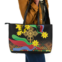 Eritrea Meskel Leather Tote Bag Eritrean Tribal Meskel Daisy Flag Inspired