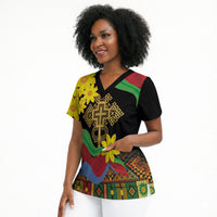 Eritrea Meskel Scrub Top Eritrean Tribal Meskel Daisy Flag Inspired