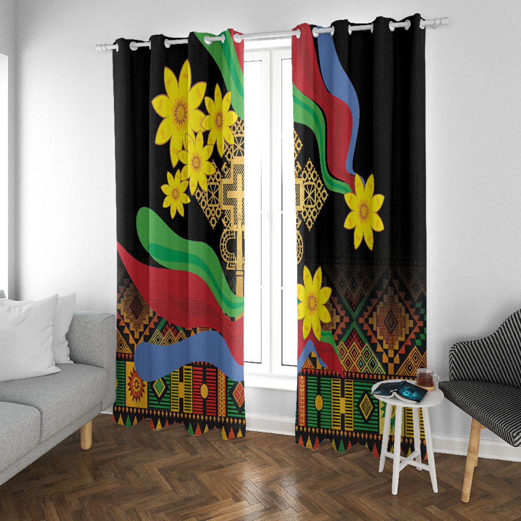 Eritrea Meskel Window Curtain Eritrean Tribal Meskel Daisy Flag Inspired